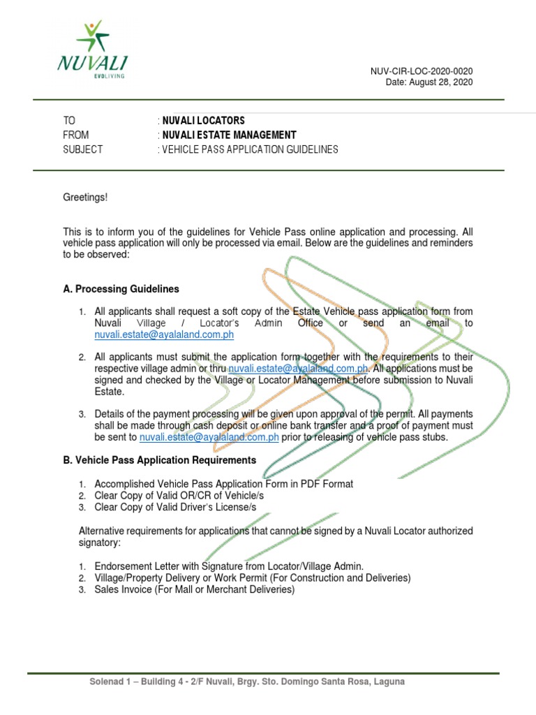 Vehicle Pass Application Guidelines | PDF