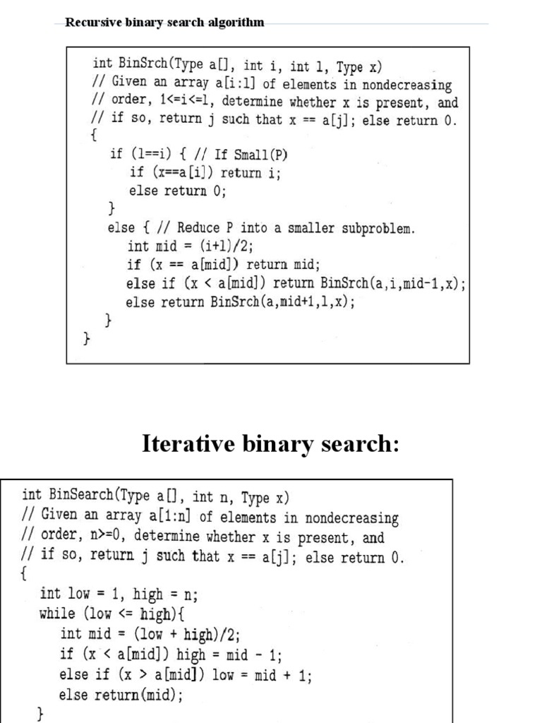 Recursive Binary Search Algorithm | PDF | Mathematical Logic | Computer ...