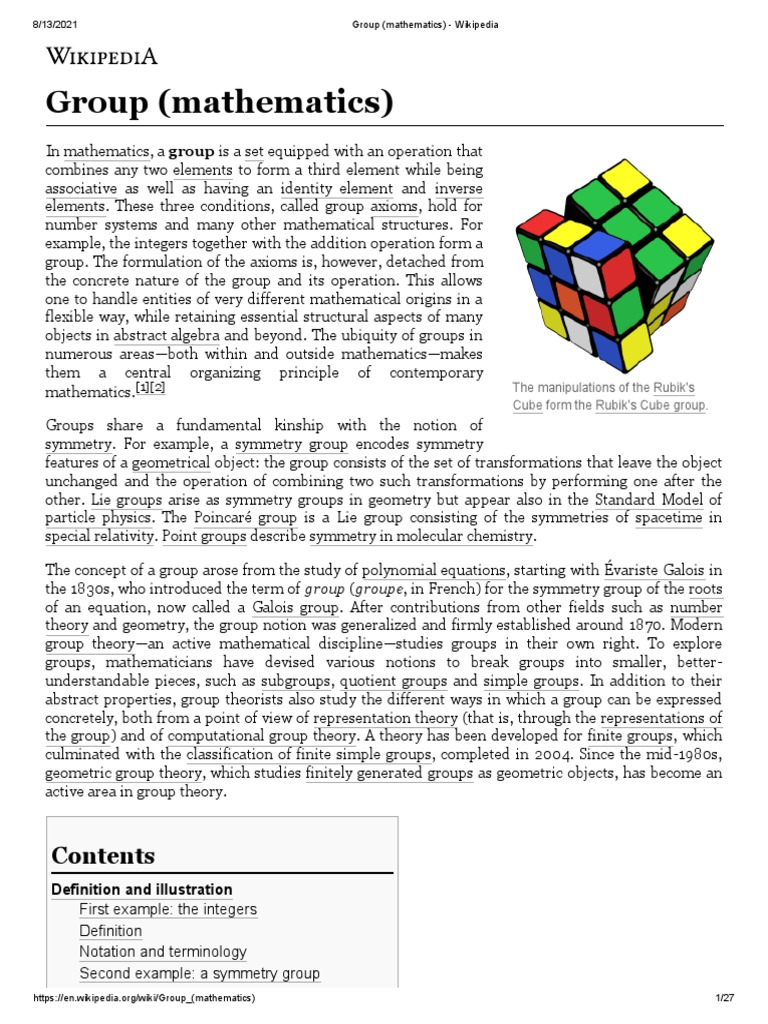 Group (Mathematics) - Wikipedia | PDF | Group (Mathematics) | Field ...