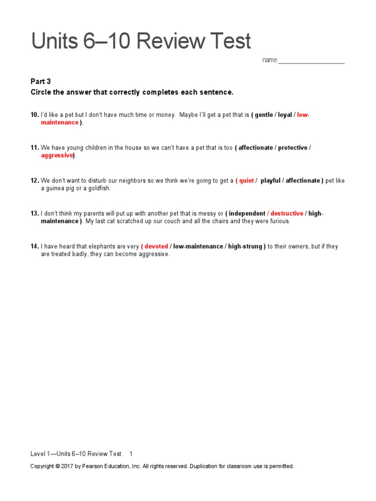 Su1 Assessment U06 U10 Review Test | PDF | Sleep | Copyright