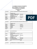 Rajiv Gandhi College of Nursing BSC Nursing 1St Year 2020 Fundamental of Nursing Pathology Seta