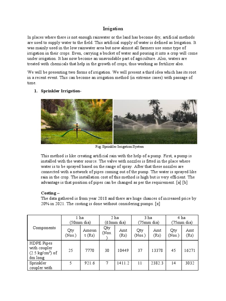 Comparing Sprinkler and Drip Irrigation Systems Costs, Effectiveness