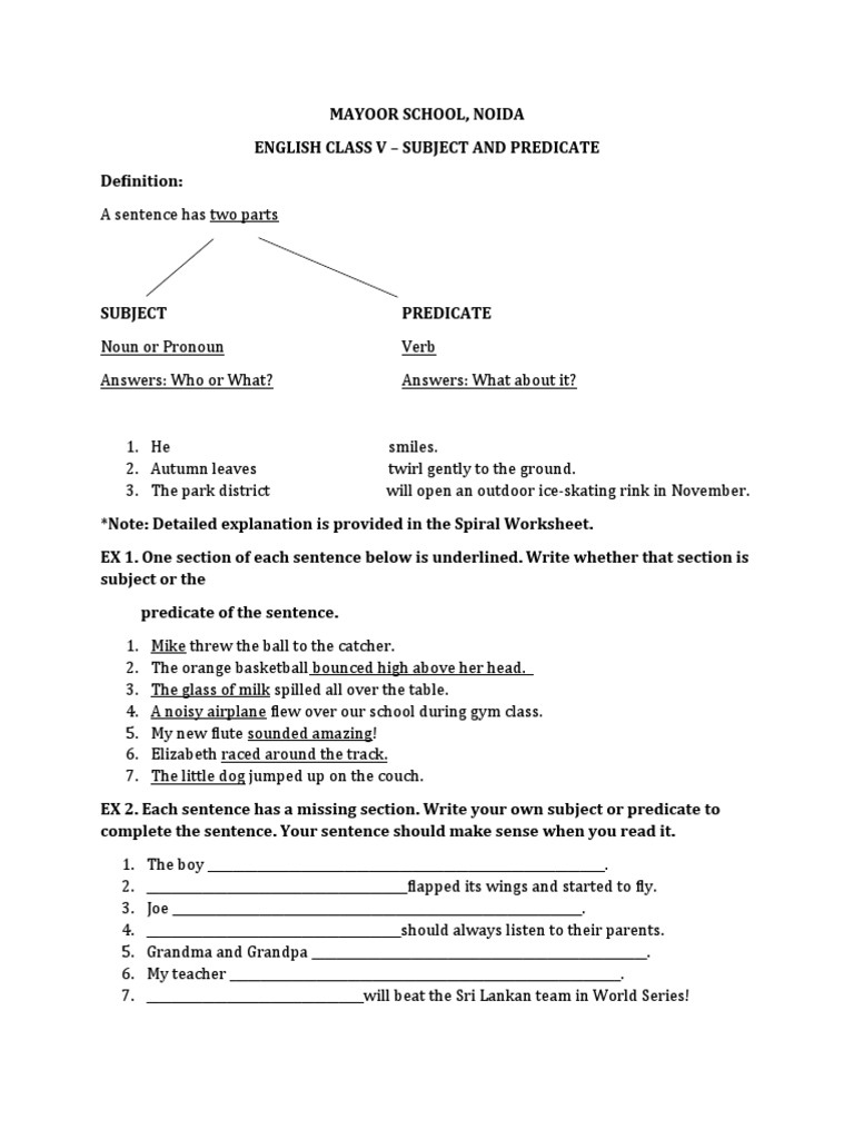 V Subject - and - Predicate | PDF | Subject (Grammar) | Sentence ...