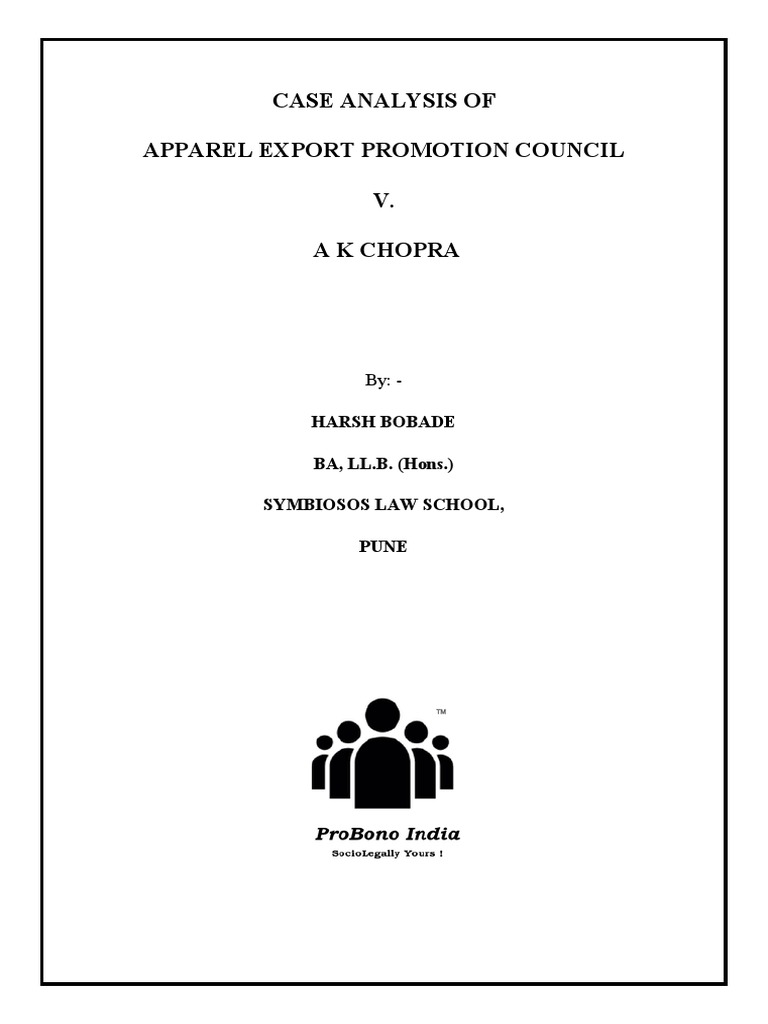 257 HARSH BOBADE B4 APPAREL EXPORT PROMOTION COUNCIL V. AK CHOPRA