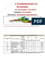 Régime Des Etudes Licence Fondamentale en Economie Parcours Economie Quantitative