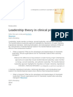 Leadership Theory in Clinical Practice: o Interpret A Common Scenario in