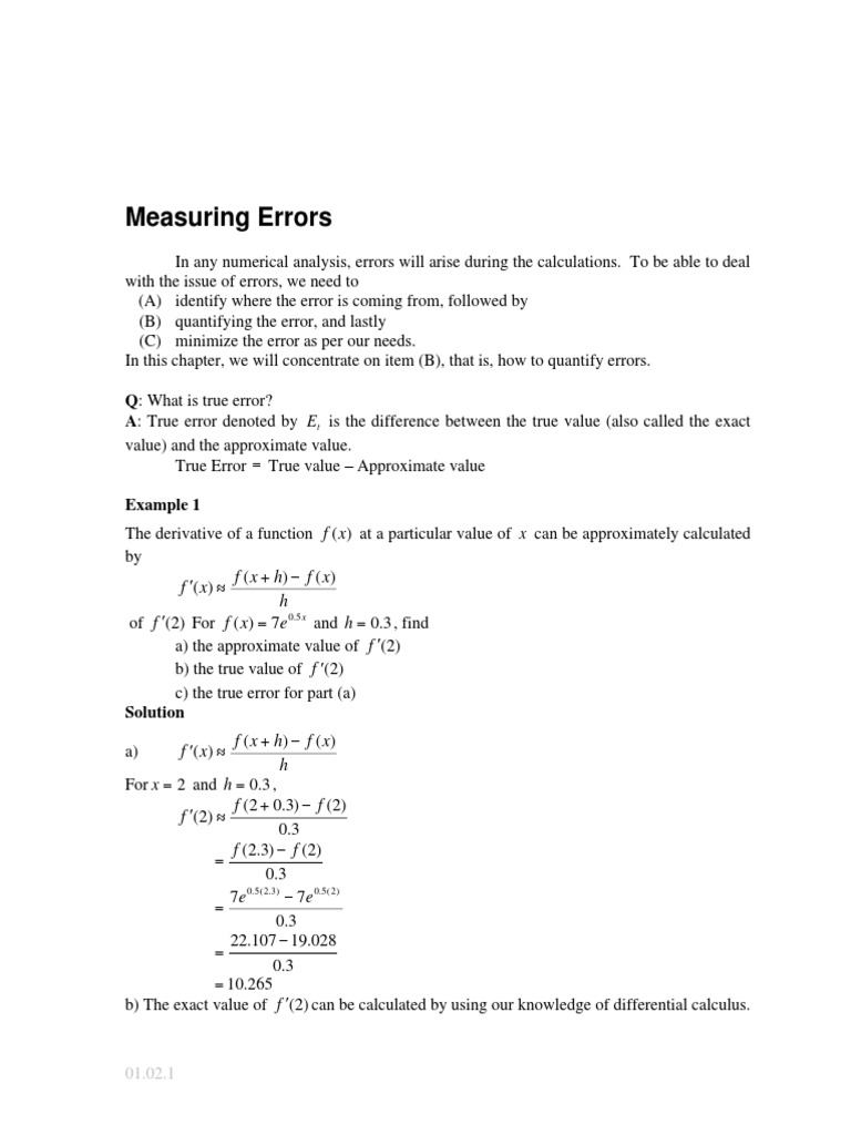 02 Measuring Error | PDF | Approximation | Numerical Analysis