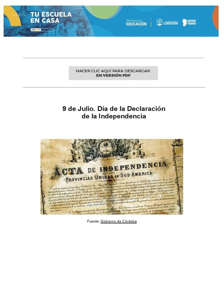 9 de Julio - Día de La Declaración de La Independencia | PDF | Política ...