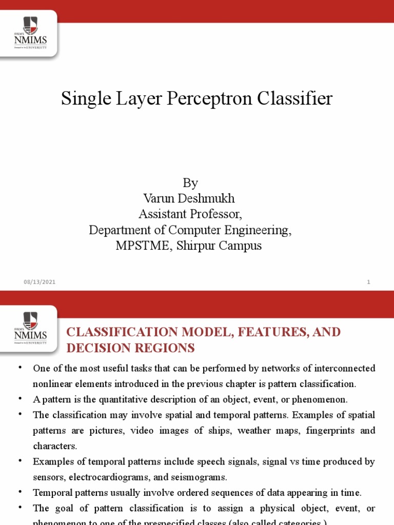 Single Layer Perceptron Overview | PDF | Statistical Classification ...