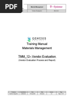 Training Manual Materials Management TMM - 12 - Vendor Evaluation