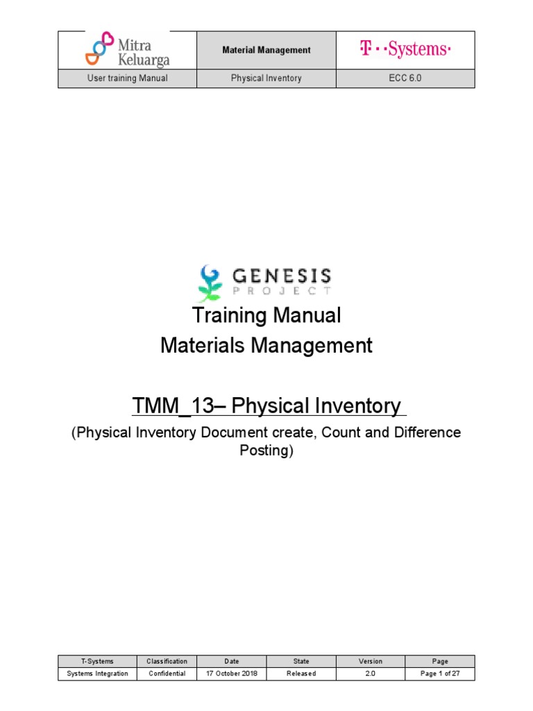 Physical Inventory User Training Manual | PDF | Business | Systems ...