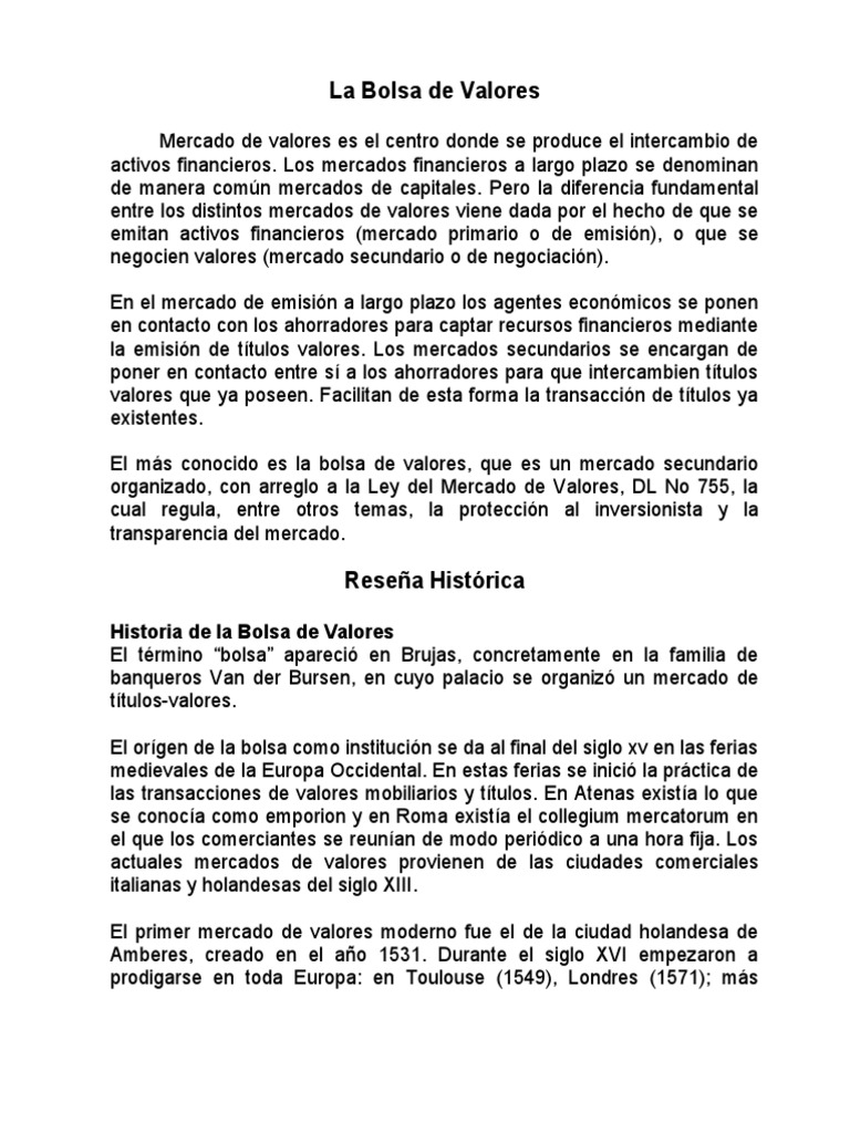 Bolsa de Valores de La República Dominicana | PDF | Bolsa | Compartir ...