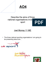 AO4 - Describe Uk Sport Sports Council Wales and Faw