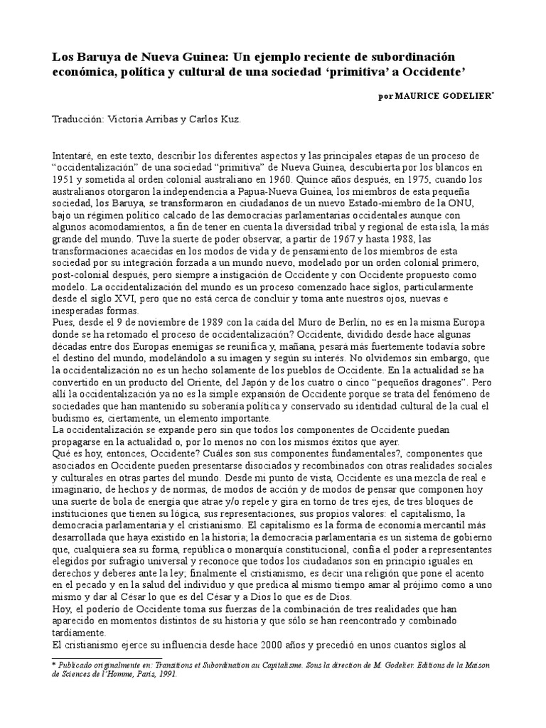 Los Baruya De Nueva Guinea Un Ejemplo Reciente De Subordinaci n 