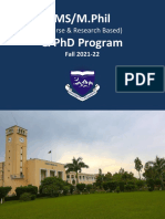 Ms/M.Phil & PHD Program: (Course & Research Based)