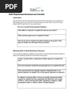 Skills Requirement Worksheet and Checklist: First, Ask Yourself Three Important Questions