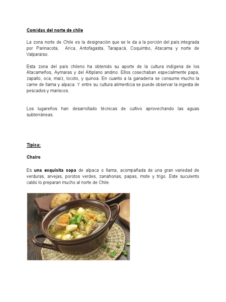 Comida Típica del Norte de Chile | PDF | Postres | Espasmódico