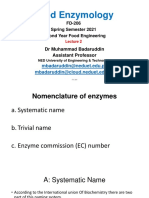 Food Enzymology: FD-206 Spring Semester 2021 Second Year Food Engineering