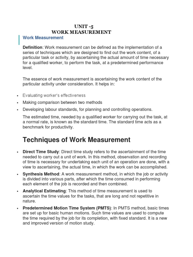 Understanding Work Measurement Techniques and Their Importance in