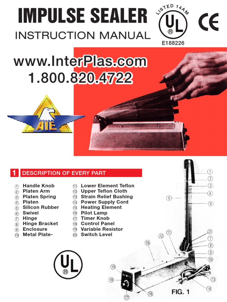 4 Inch Impulse Hand Held Manual Sealer Instruction Manual PDF