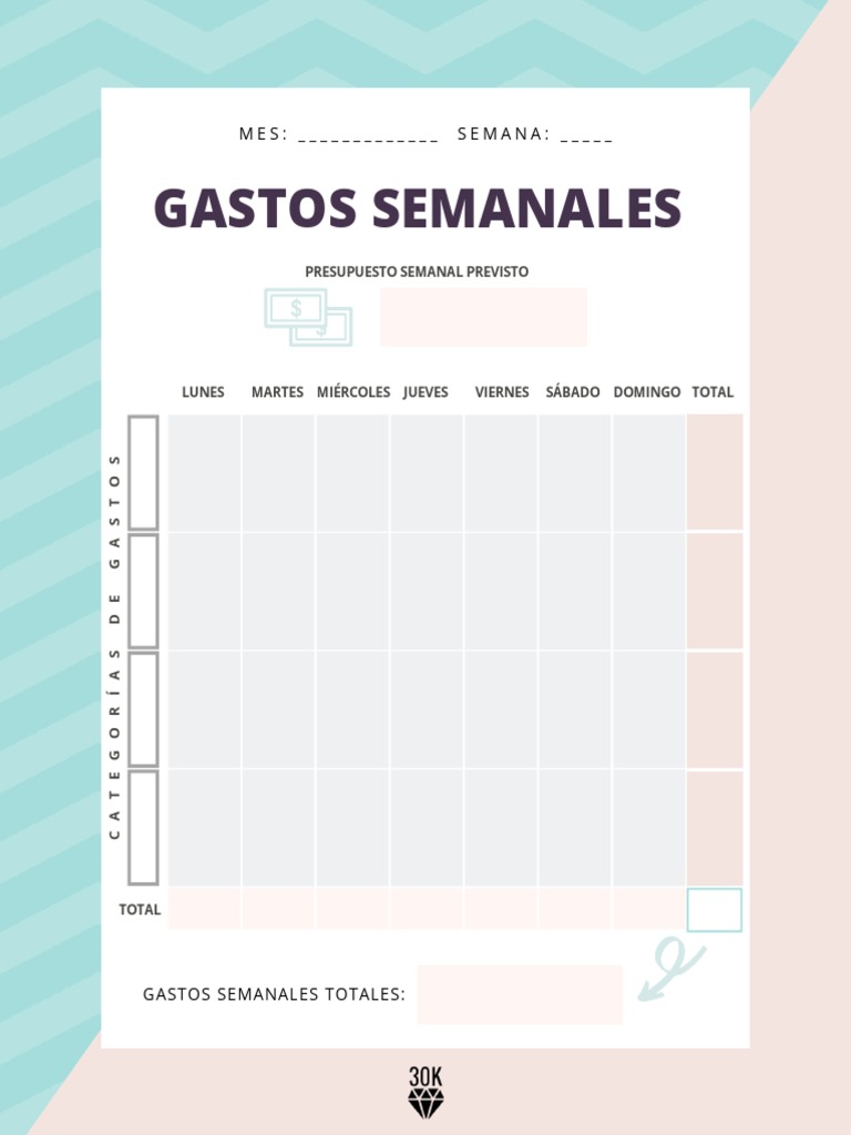 Cuaderno De Gastos Pdf Plantilla Gastos Semanales | PDF