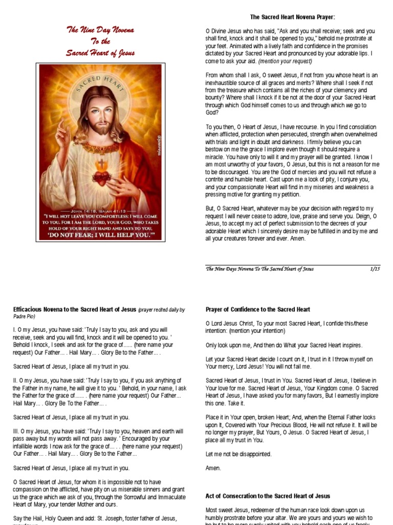 Nine Days Novena To The Sacred Heart of Jesus | PDF | Grace In ...