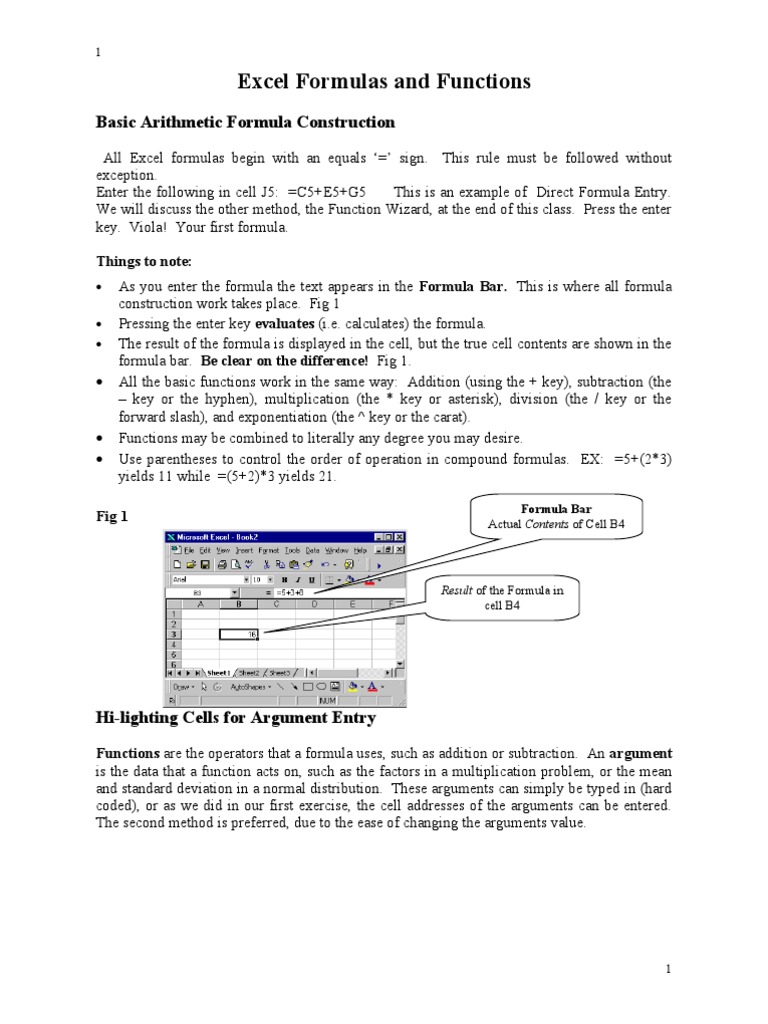 Excel Formulas and Functions: Basic Arithmetic Formula Construction ...
