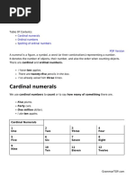 Numerals - Cardinal and Ordinal Numbers