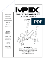 Marcy Diamond Elite Olympic Bench MD-867: Model MD-867 Retain This Manual For Reference 100708 Owner'S Manual