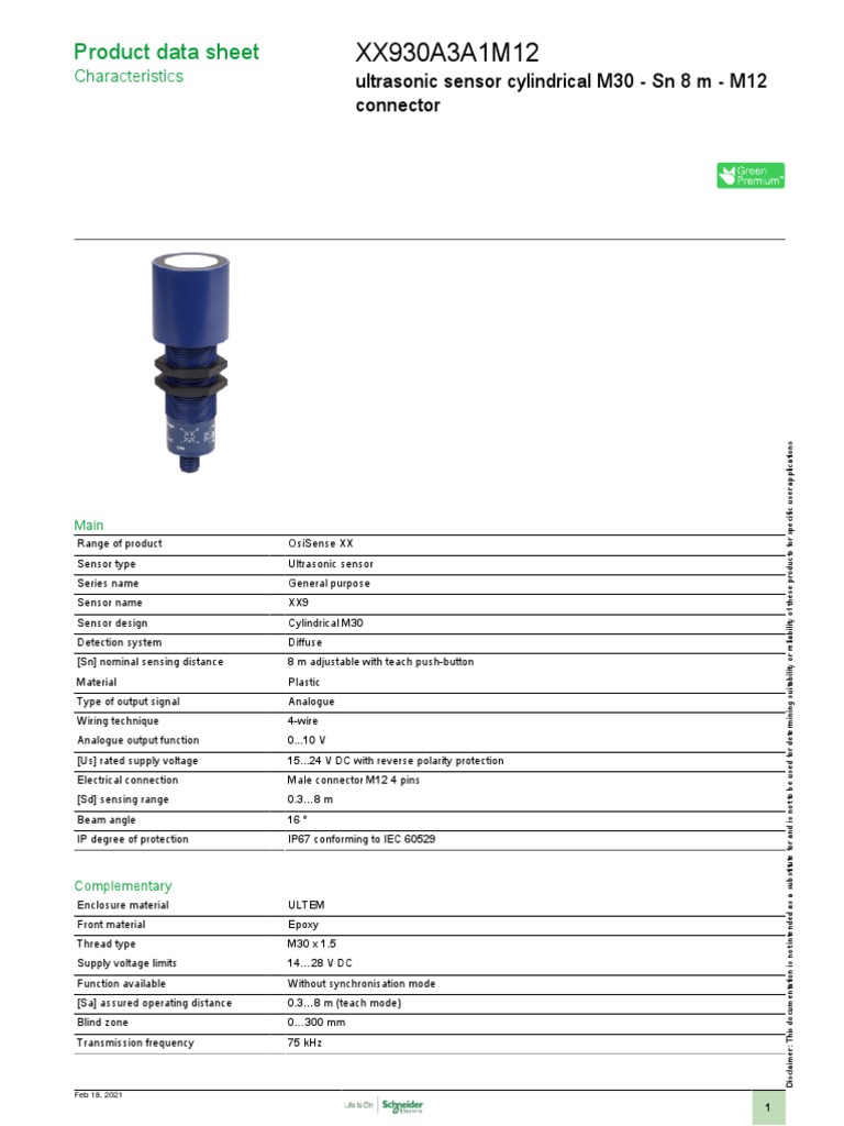 Osisense XX Xx930a3a1m12 | PDF | Electrical Connector | Sensor