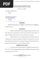 Complaint: Desouza Law, P.A. 3111 N. University Drive, Suite 301 - Coral Springs, FL 33065 TELEPHONE (954) 603-1340