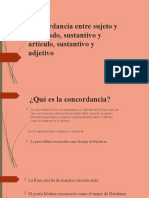 Concordancia Entre Sujeto y Predicado, Sustantivo y