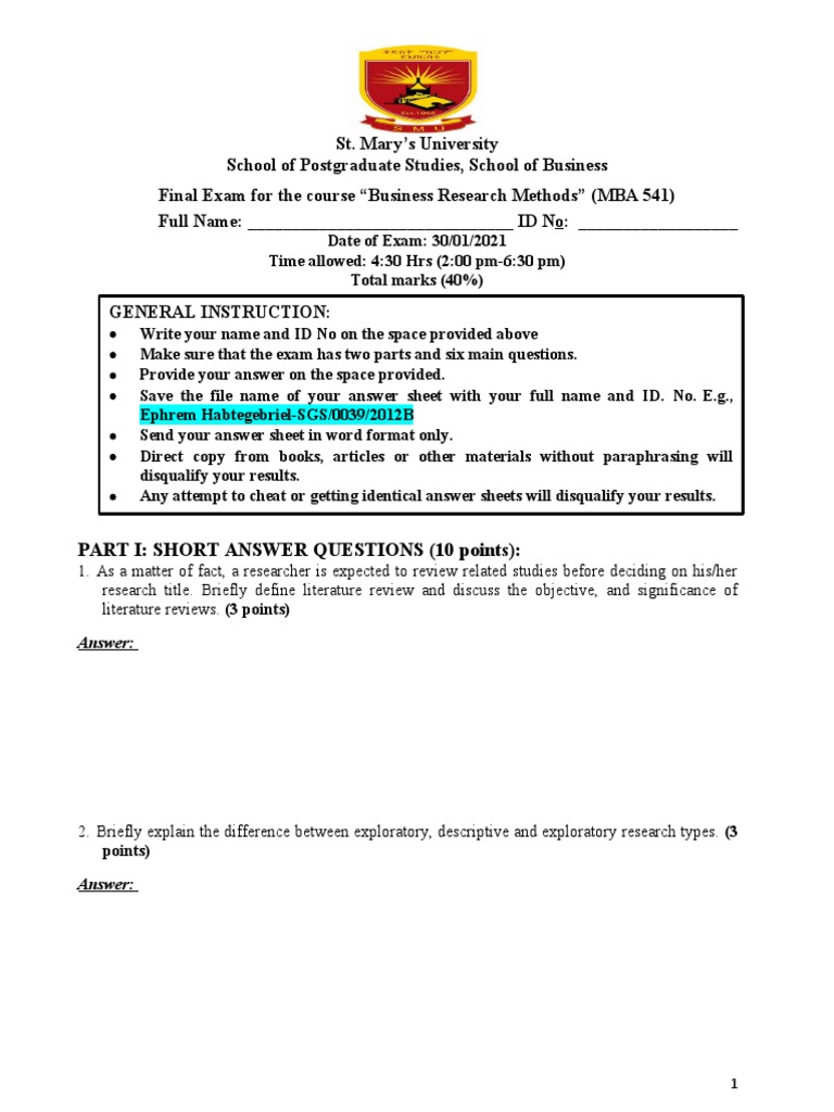 BRM Exam: Case Studies & Analysis | PDF | Errors And Residuals ...