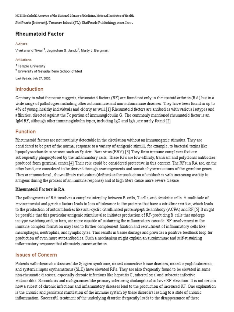 Rheumatoid Factors in Arthritis Management | PDF | Rheumatoid Arthritis ...