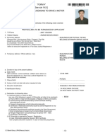 Particulars To Be Furnished by Applicant: "FORM 4" (See Rule 14 (1) ) Form of Application For Licensing To Drive A Motor