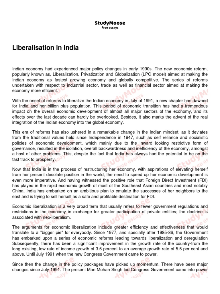 Liberalisation in India | PDF | Economy Of India | Economies