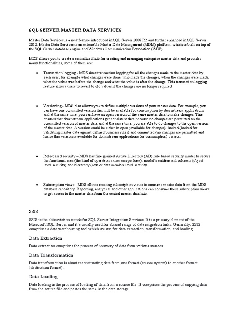 SQL Server Master Data Services Overview | PDF | Microsoft Sql Server ...