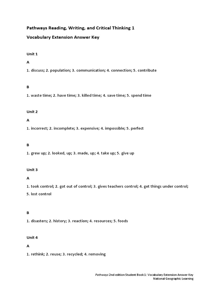 Pathways 3 Second Edition Answer Key Pdf