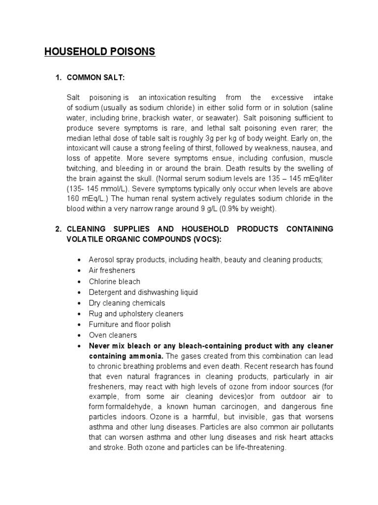 Household Poisons | PDF | Chemical Substances | Chemistry