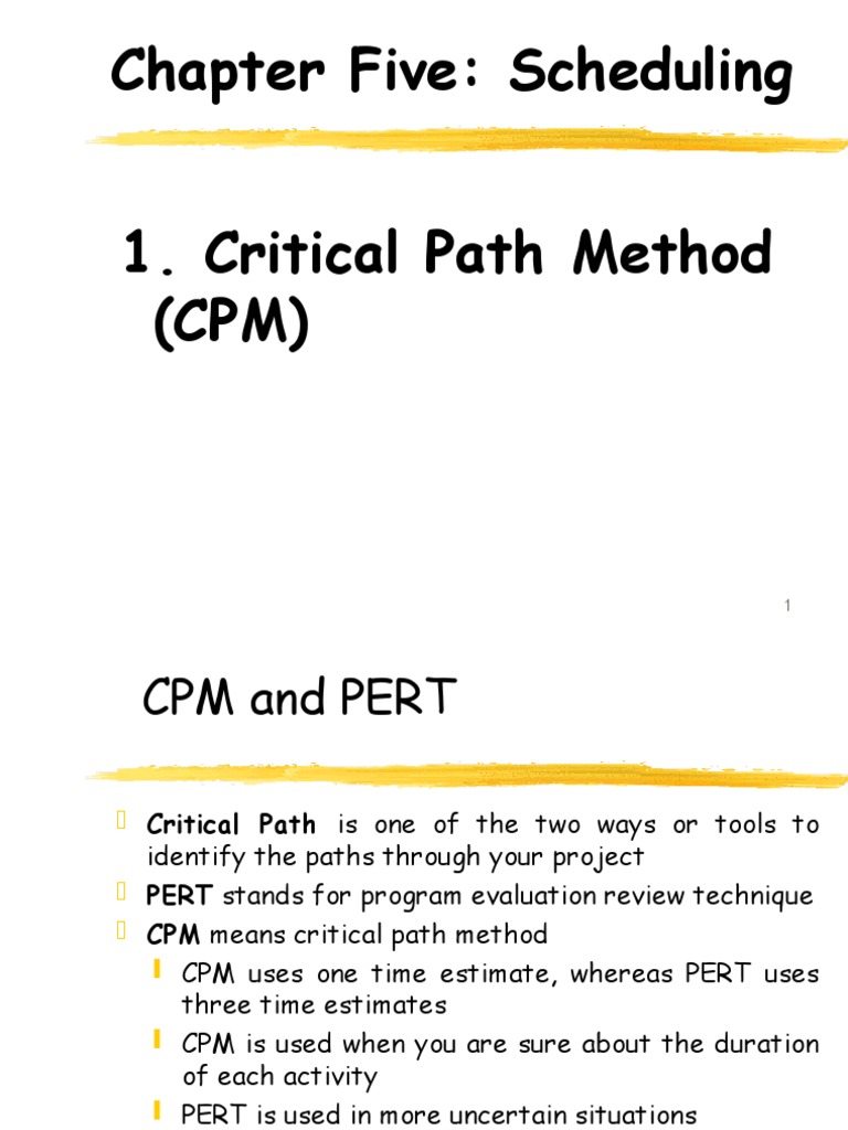 Chapter Five Sceduling CPT and PERT | PDF | Systems Science | Statistics