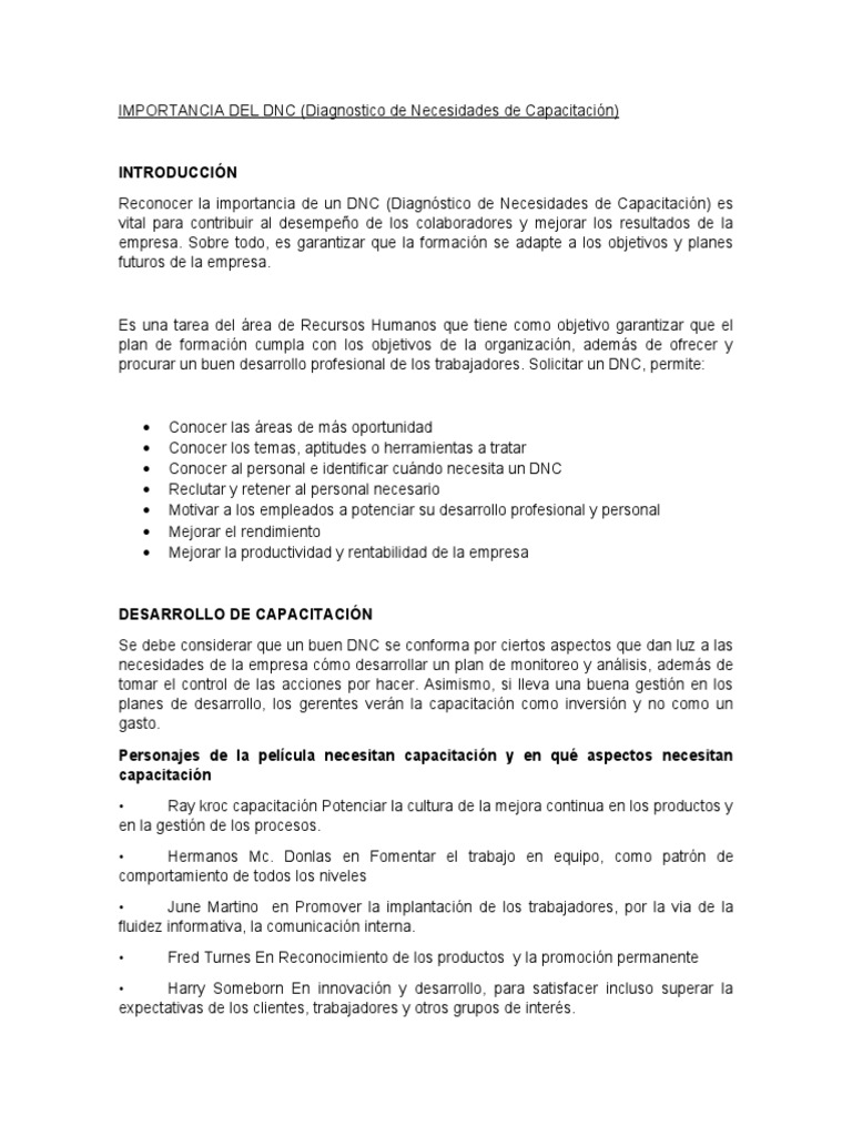 Importancia del DNC en Recursos Humanos | PDF | Business | Gestión de ...