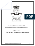 The Islamia University of Bahawalpur: Muhammad Tayyab Roll NO 170250 Mcs 4 (Morning) Session 2017-2019