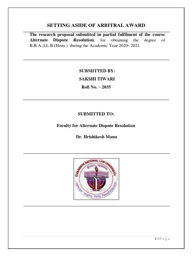 Setting Aside Arbitral Awards in India | PDF | Arbitration | Arbitral ...