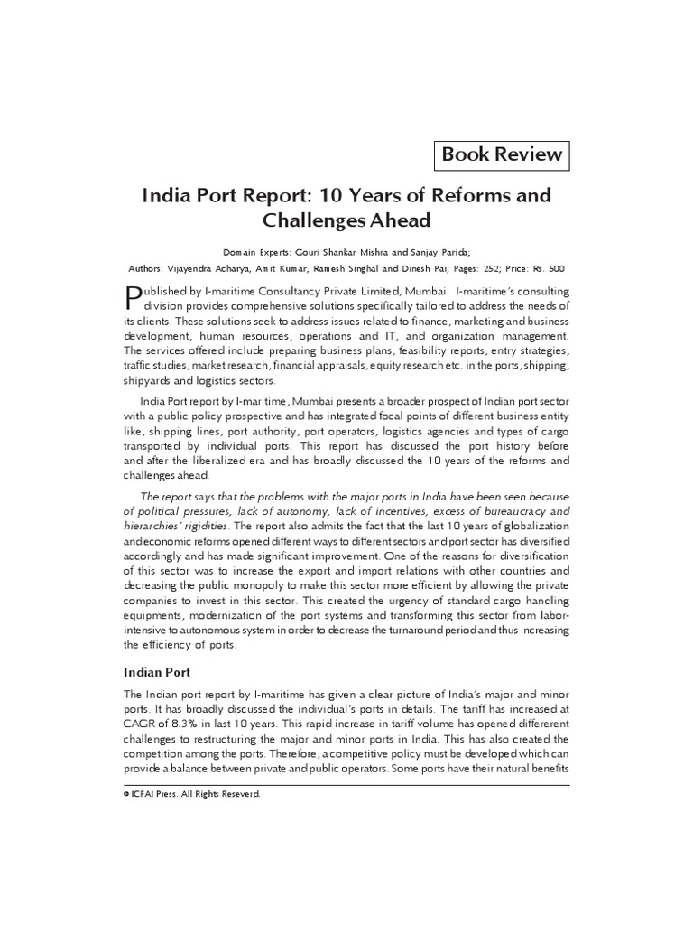 India Port Report - 10 Years of Reforms and Challengeds Ahead | PDF ...