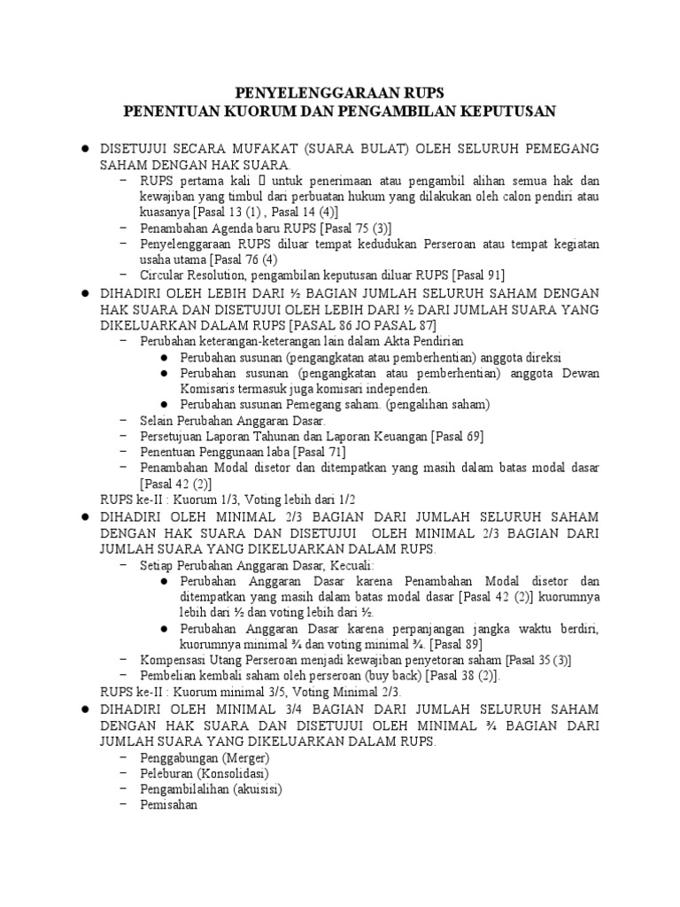 Penyelenggaraan Rups | PDF