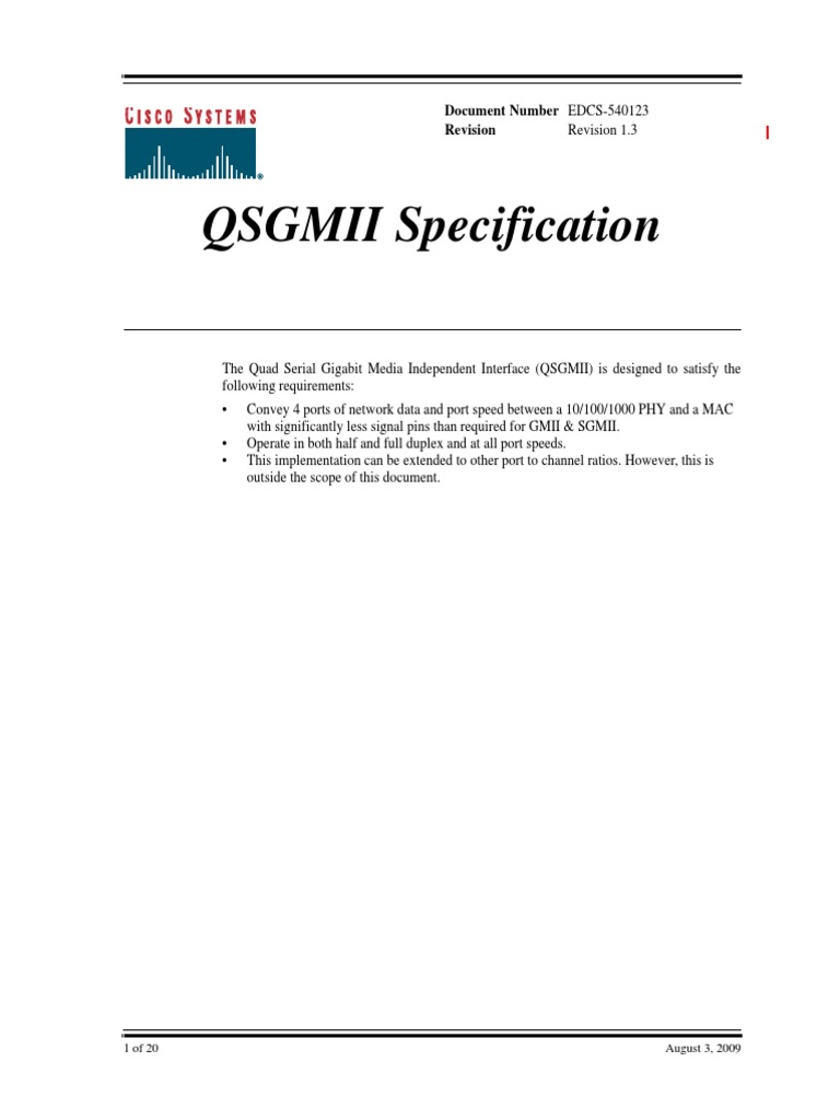 Qsgmii Specification | PDF | Computer Hardware | Computer Networking