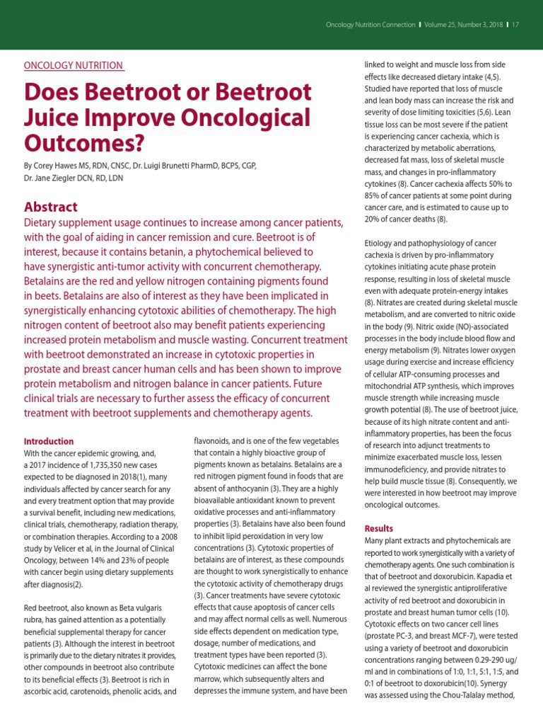 Does Beetroot or Beetroot Juice Improve Oncological PDF