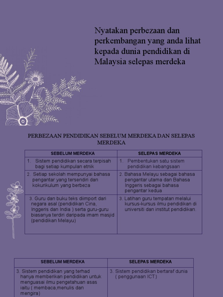 Perbezaan Dunia Pendidikan Malaysia - Sebelum Dan Selepas Merdeka | PDF