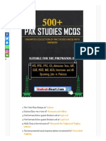 500 PAK Studies MCQs With Answers For Jobs in Pakistan
