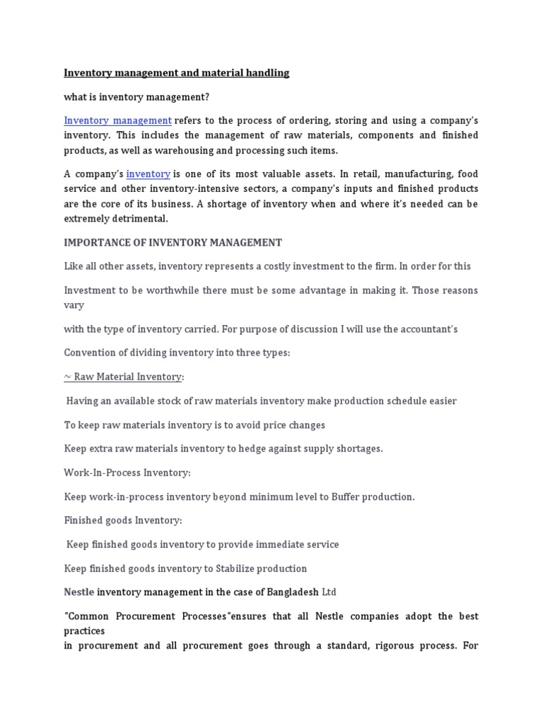 Material Handling and Inventory Management | PDF | Inventory | Procurement